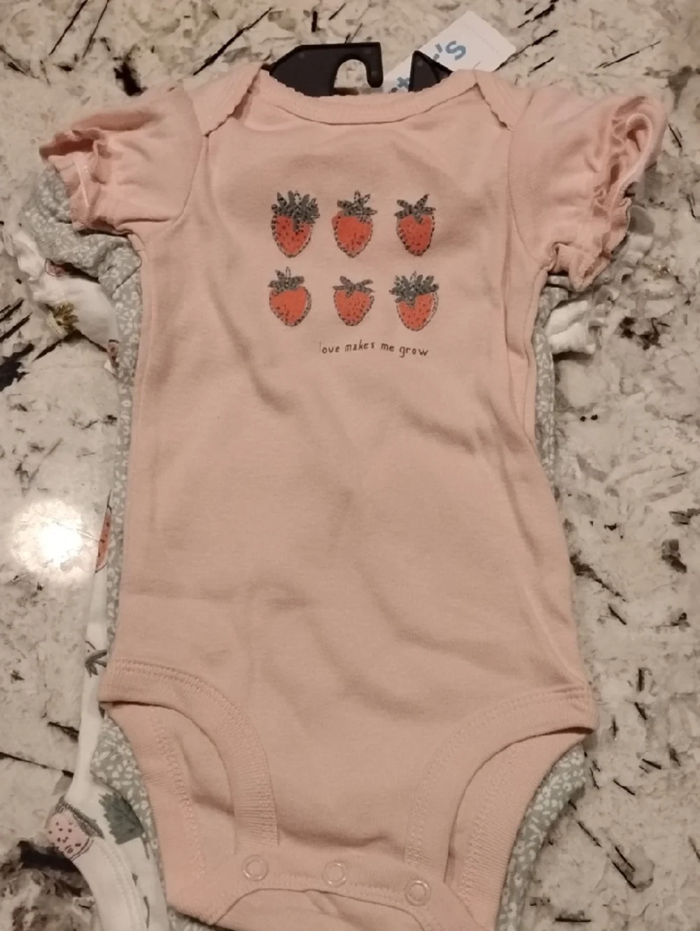 Carter's Soft Pink Strawberry Print One-Piece Bodysuits 0-3mo